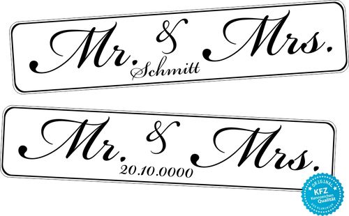 KFZ-Kennzeichen Hochzeit, Mr. und Mrs.